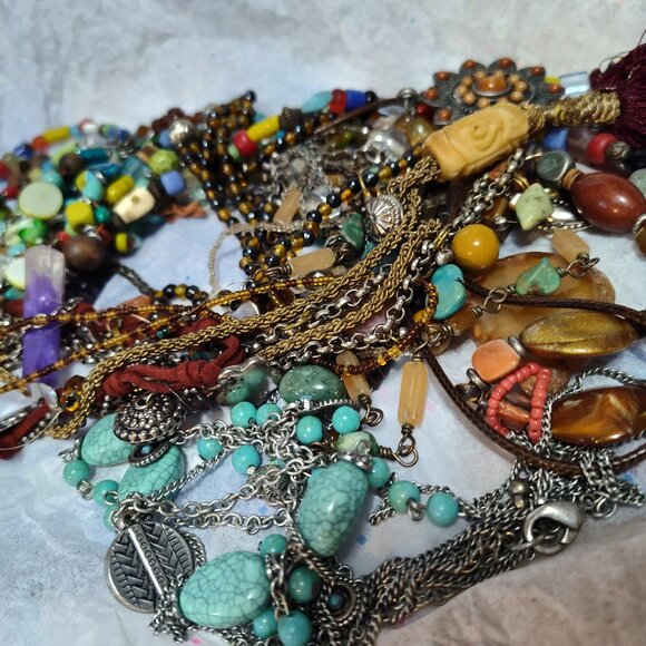 Lot of a Dozen+ Colorful Necklaces - Picture 1 of 3